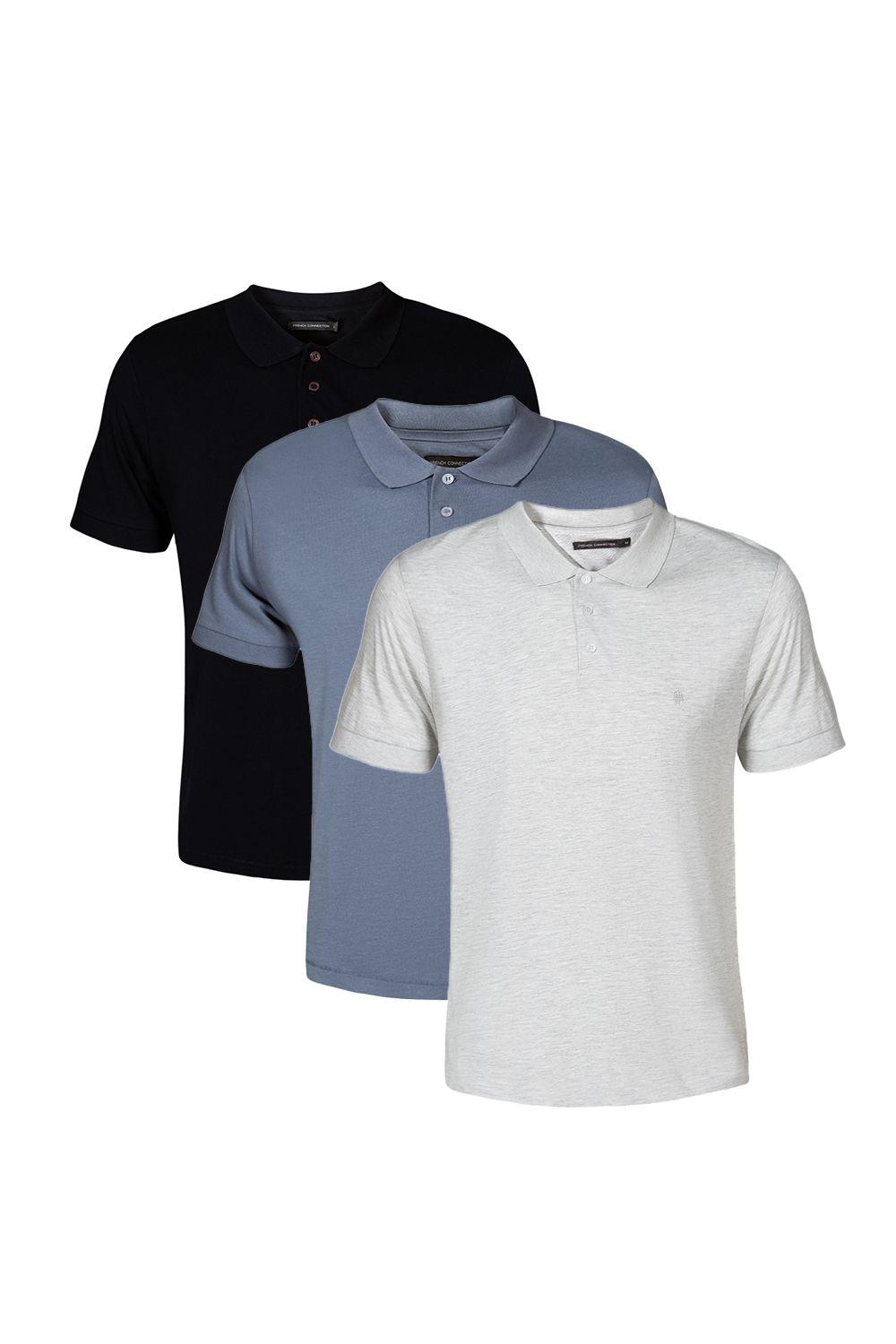 3 Pack Cotton Short Sleeve Polo Shirts by FRENCH CONNECTION