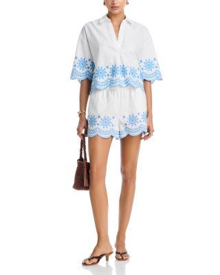 Alissa Embroidered Top & Scalloped Hem Shorts by FRENCH CONNECTION