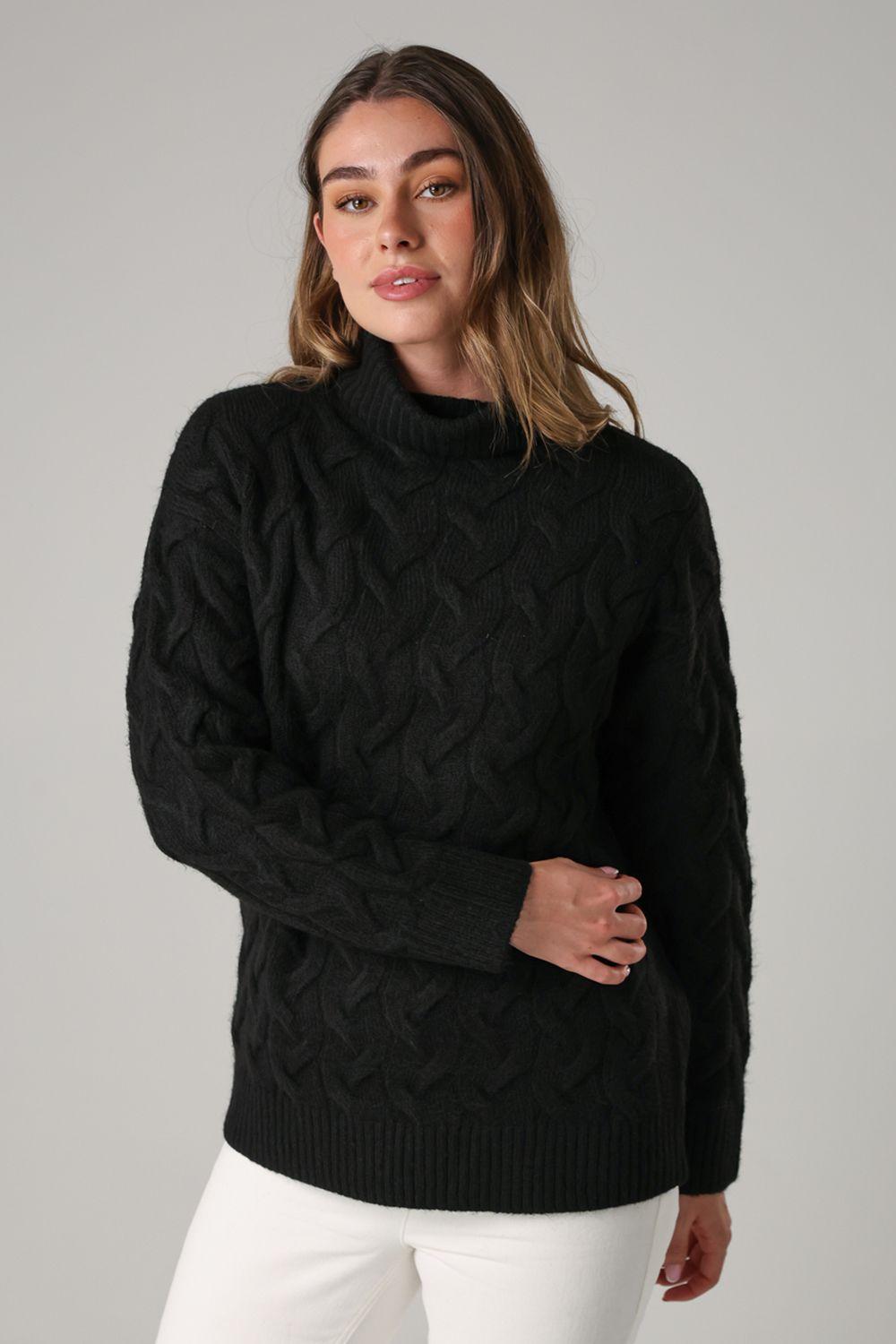 Cable Knit Roll Neck Long Sleeve Jumper by FRENCH CONNECTION