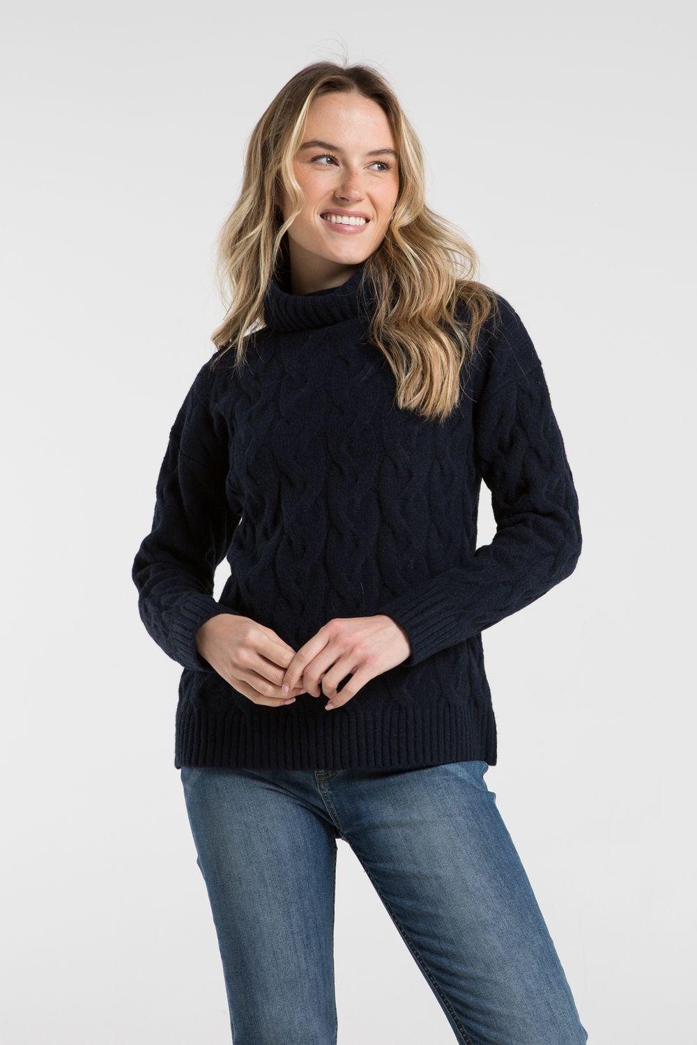 Cable Knit Roll Neck Long Sleeve Jumper by FRENCH CONNECTION
