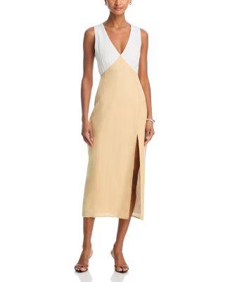 Cooper Linen V Neck Midi Dress by FRENCH CONNECTION