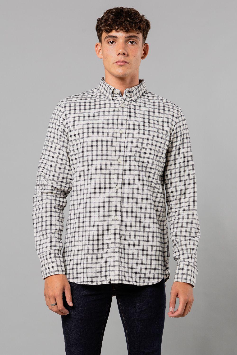 Cotton Check Flannel Long Sleeve Shirt by FRENCH CONNECTION