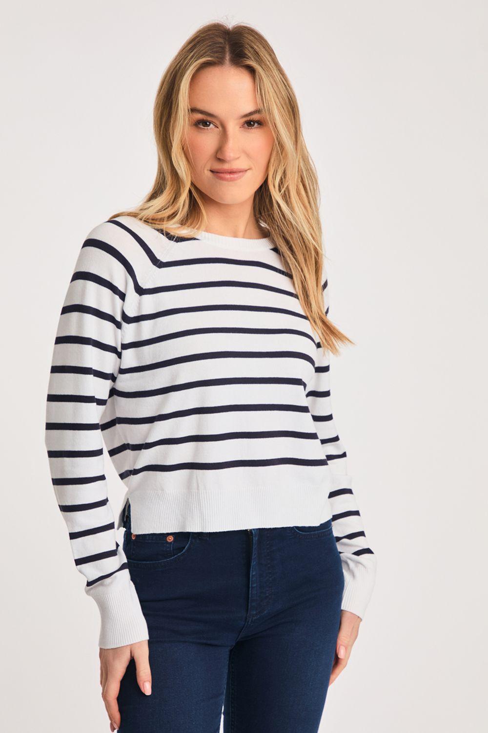 Crew Neck Long Sleeve Striped Knit Jumper by FRENCH CONNECTION