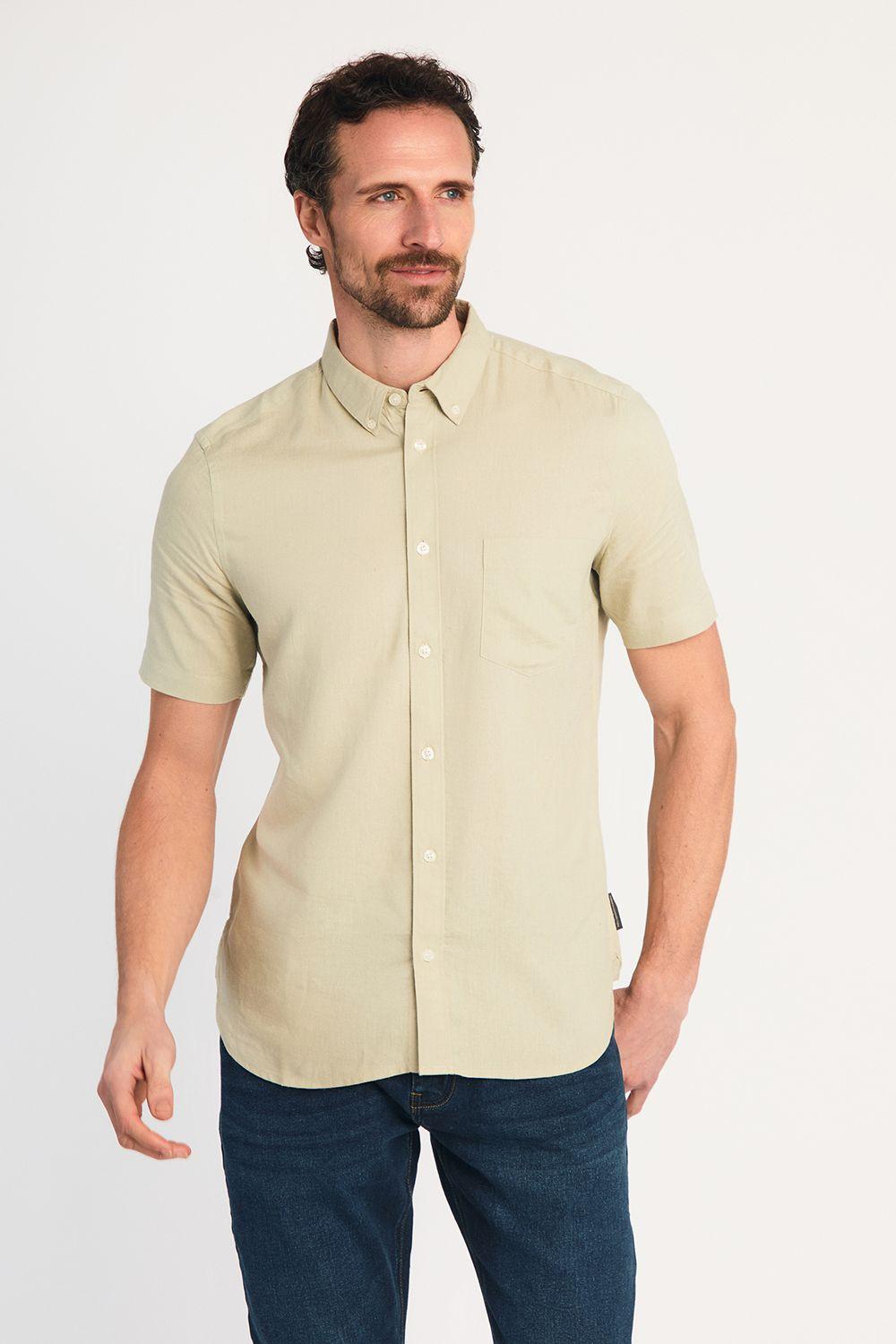 Linen Blend Short Sleeve Chest Pocket Shirt by FRENCH CONNECTION