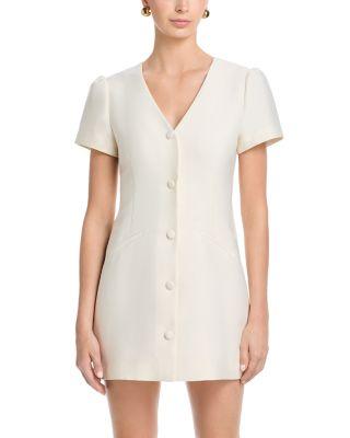 Structured Taffeta V Neck Short Sleeve Mini Dress by FRENCH CONNECTION