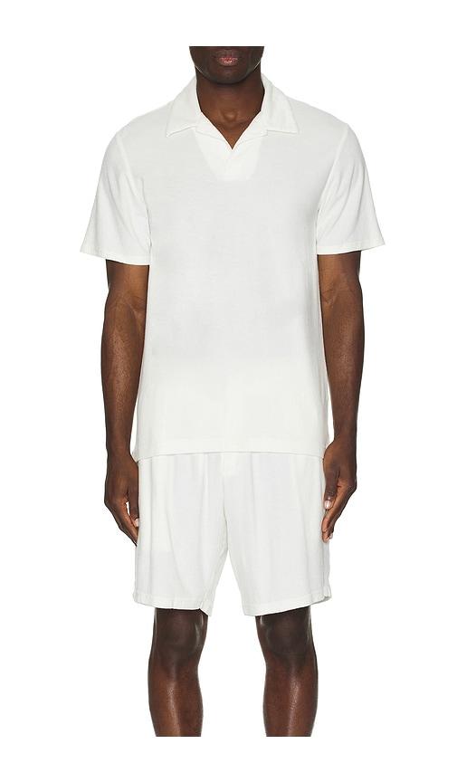 Frescobol Carioca Faustino Terry Cotton Blend Short Sleeve Polo in White by FRESCOBOL CARIOCA