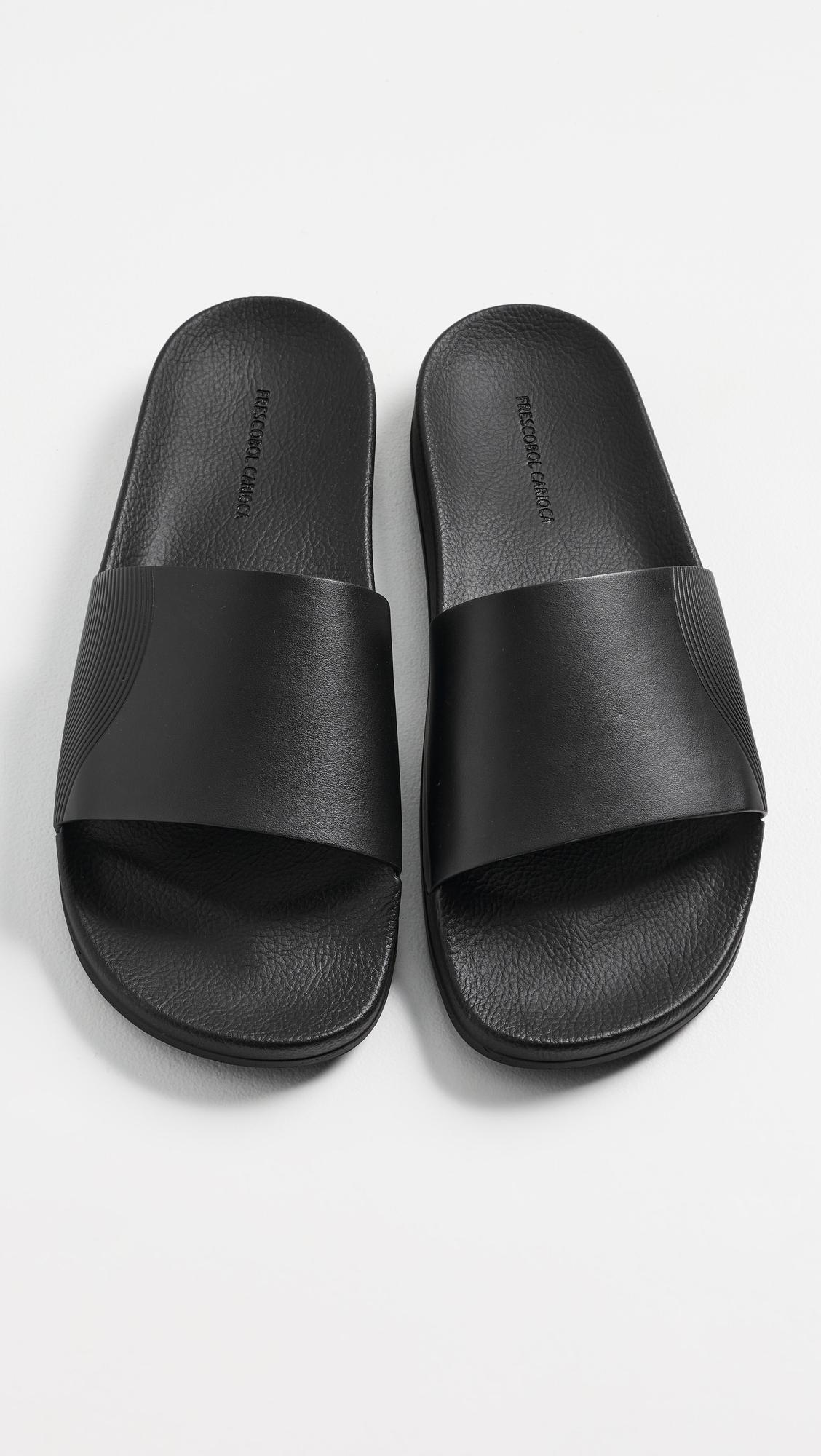 Humberto Leather Wave Print Slides by FRESCOBOL CARIOCA