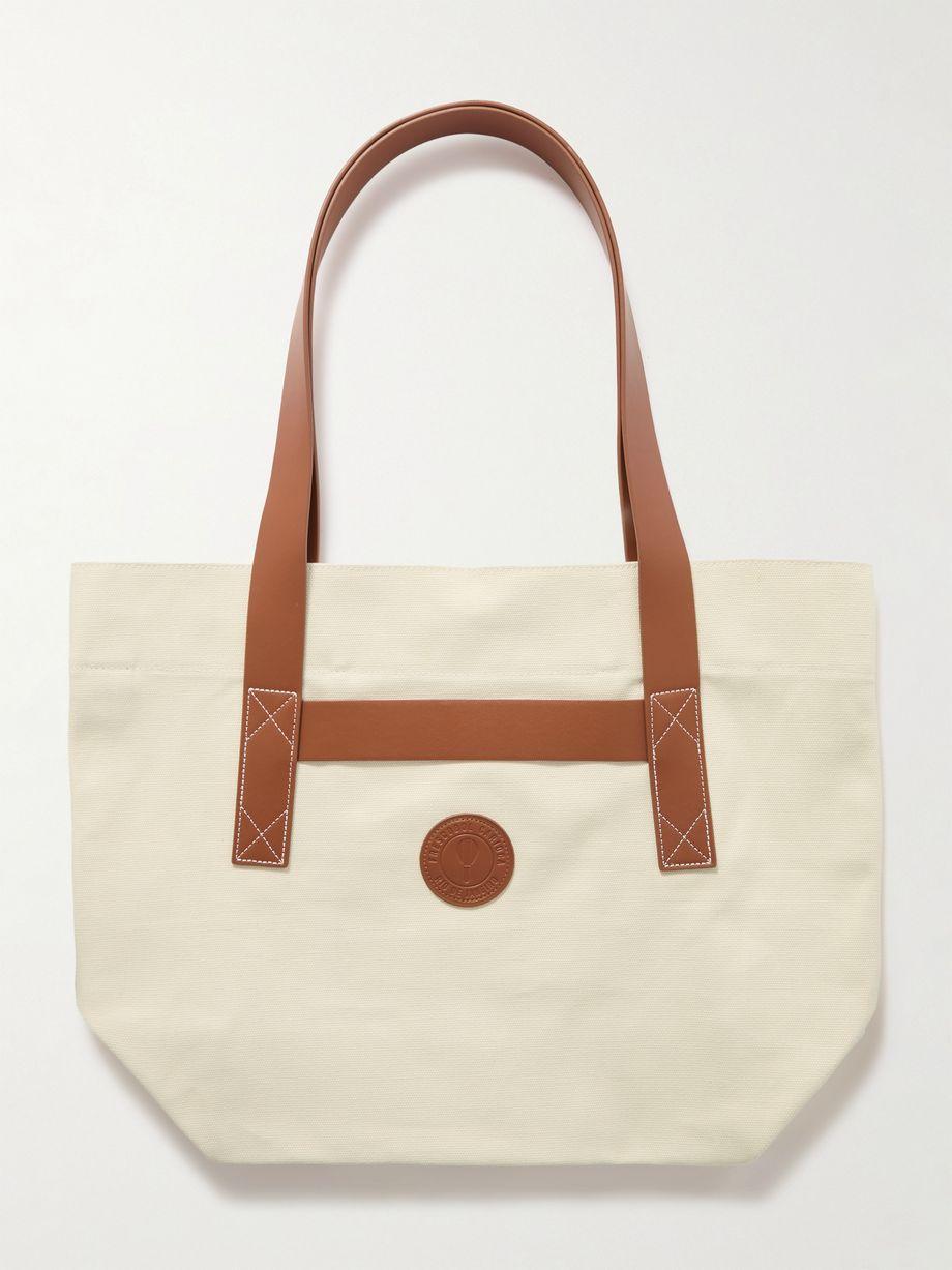Leather-Trimmed Logo-Embossed Cotton-Canvas Tote Bag by FRESCOBOL CARIOCA Leather-Trimmed Logo-Embossed Cotton-Canvas Tote Bag by FRESCOBOL CARIOCA