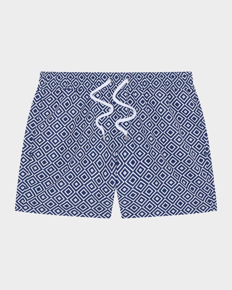Men's Angra Nylon Geometric Tile-Print Sport Swim Shorts by FRESCOBOL CARIOCA