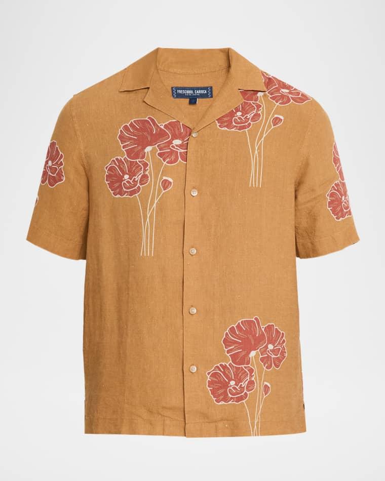 Men's Roberto Floral Linen Short-Sleeve Shirt by FRESCOBOL CARIOCA
