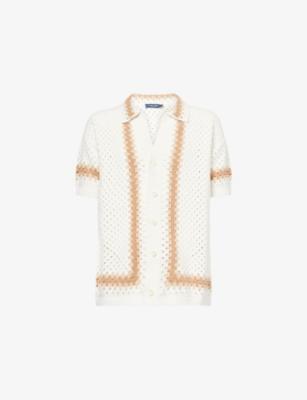 Pinto Crochet Short-Sleeves Cotton Cardigan by FRESCOBOL CARIOCA Pinto Crochet Short-Sleeves Cotton Cardigan by FRESCOBOL CARIOCA