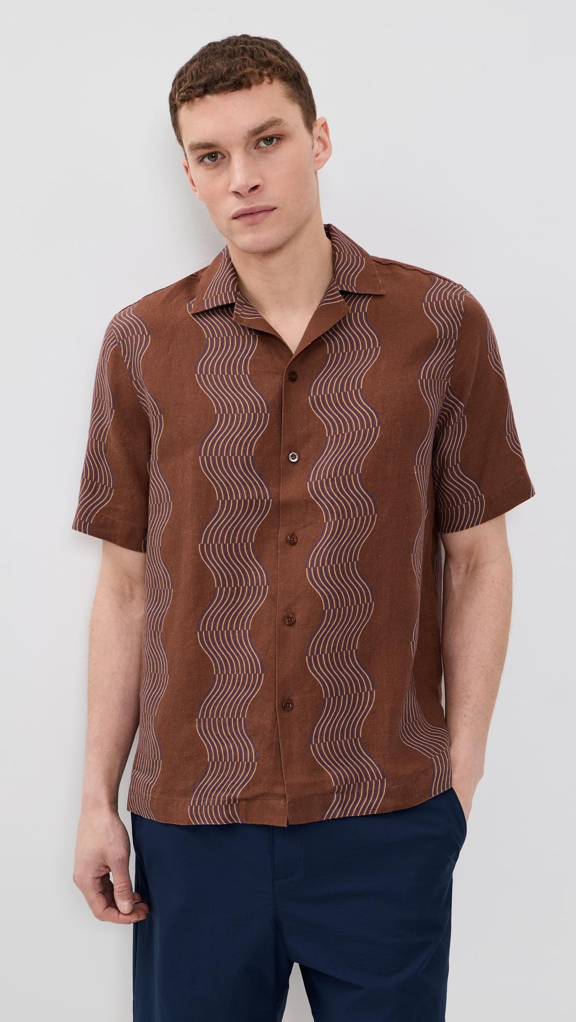 Roberto Duo Cabana Stripe Print Linen Shirt by FRESCOBOL CARIOCA