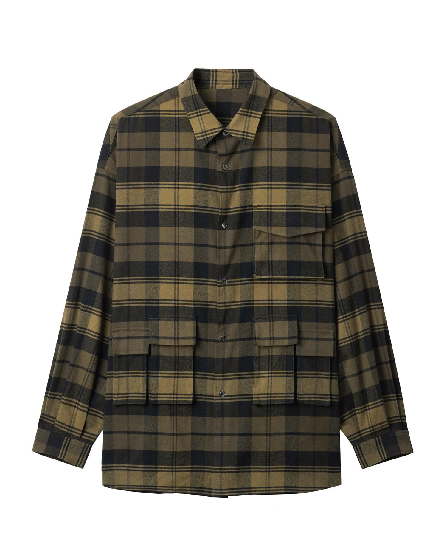 Flannel check multi-pocket shirt by FRESH SERVICE
