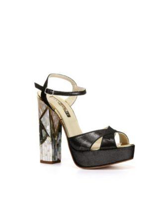 Women's Cher Noir Ankle Strap Pearl Heel Sandal by FREYA ROSE