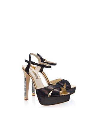 Women's Cleopatra Noir Ankle Strap Pearl Heel Sandal by FREYA ROSE