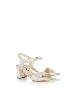 Women's Martina Midi Champagne Ankle Strap Pearl Heel Sandal by FREYA ROSE