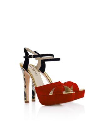 Women's Rose in Bloom Rouge Ankle Strap Pearl Heel Sandal by FREYA ROSE