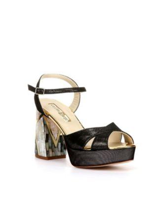 Women's Zahra Noir Ankle Strap Pearl Heel Sandal by FREYA ROSE
