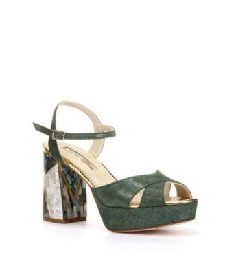 Women's Zahra Verde Ankle Strap Pearl Heel Sandal by FREYA ROSE