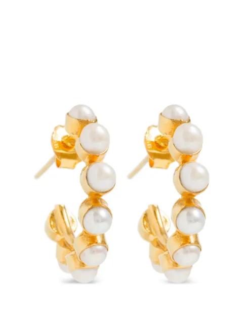 pearl stud hoops earrings by FREYA ROSE