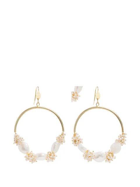 seed baroque pearl hoops earrings by FREYA ROSE
