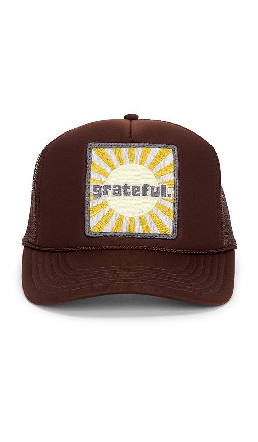 Friday Feelin Grateful Trucker Hat in Brown by FRIDAY FEELIN