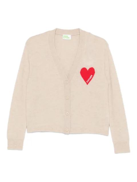 heart-intarsia button-up cardigan by FROM FUTURE
