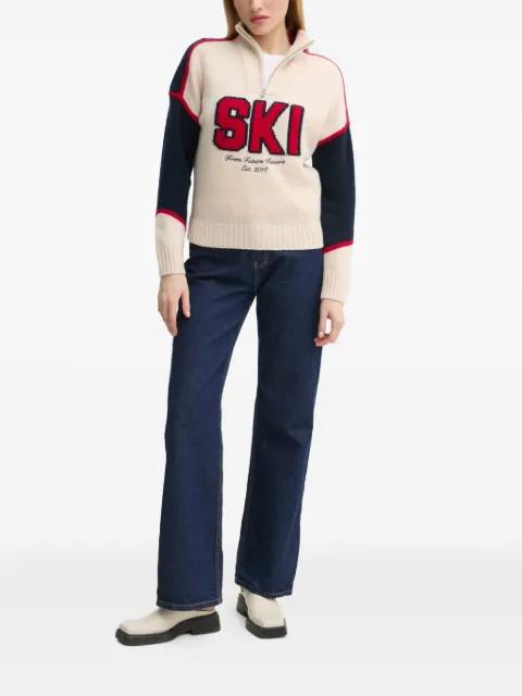 ski-graphic zip-up sweater by FROM FUTURE