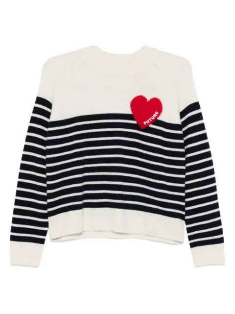 striped heart-motif sweater by FROM FUTURE