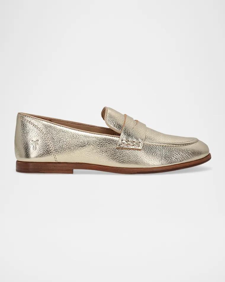 Faith Metallic Leather Penny Loafers by FRYE