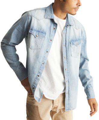 Men's Western Vintage-Inspired Long Sleeve Denim Shirt by FRYE Men's Western Vintage-Inspired Long Sleeve Denim Shirt by FRYE
