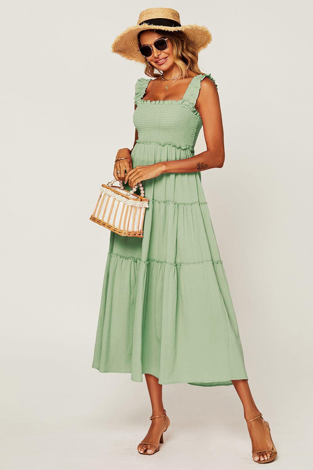 Hem Detail Tiered Maxi Dress by FS COLLECTION