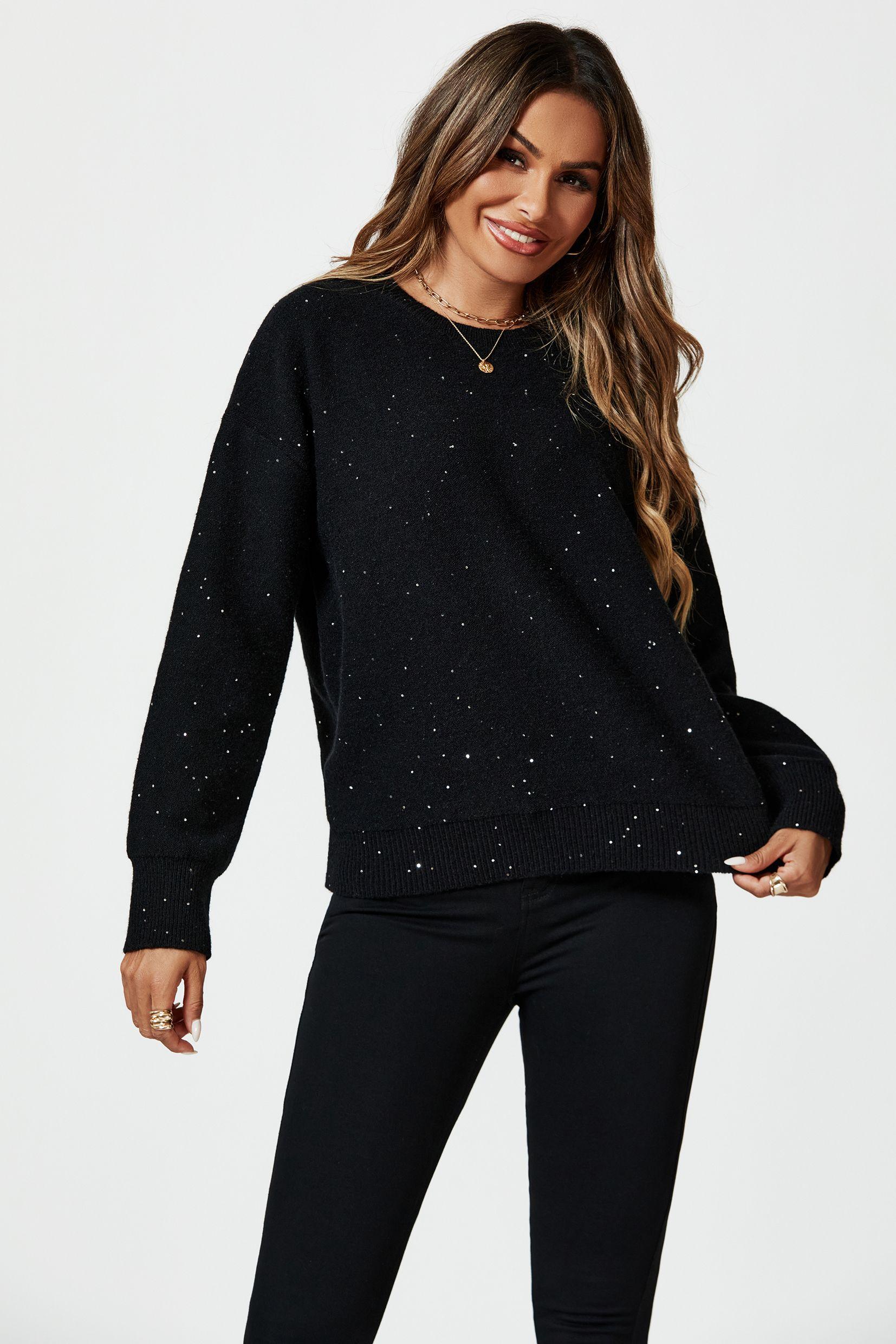 Scatter Sequin Jumper Top In Black by FS COLLECTION