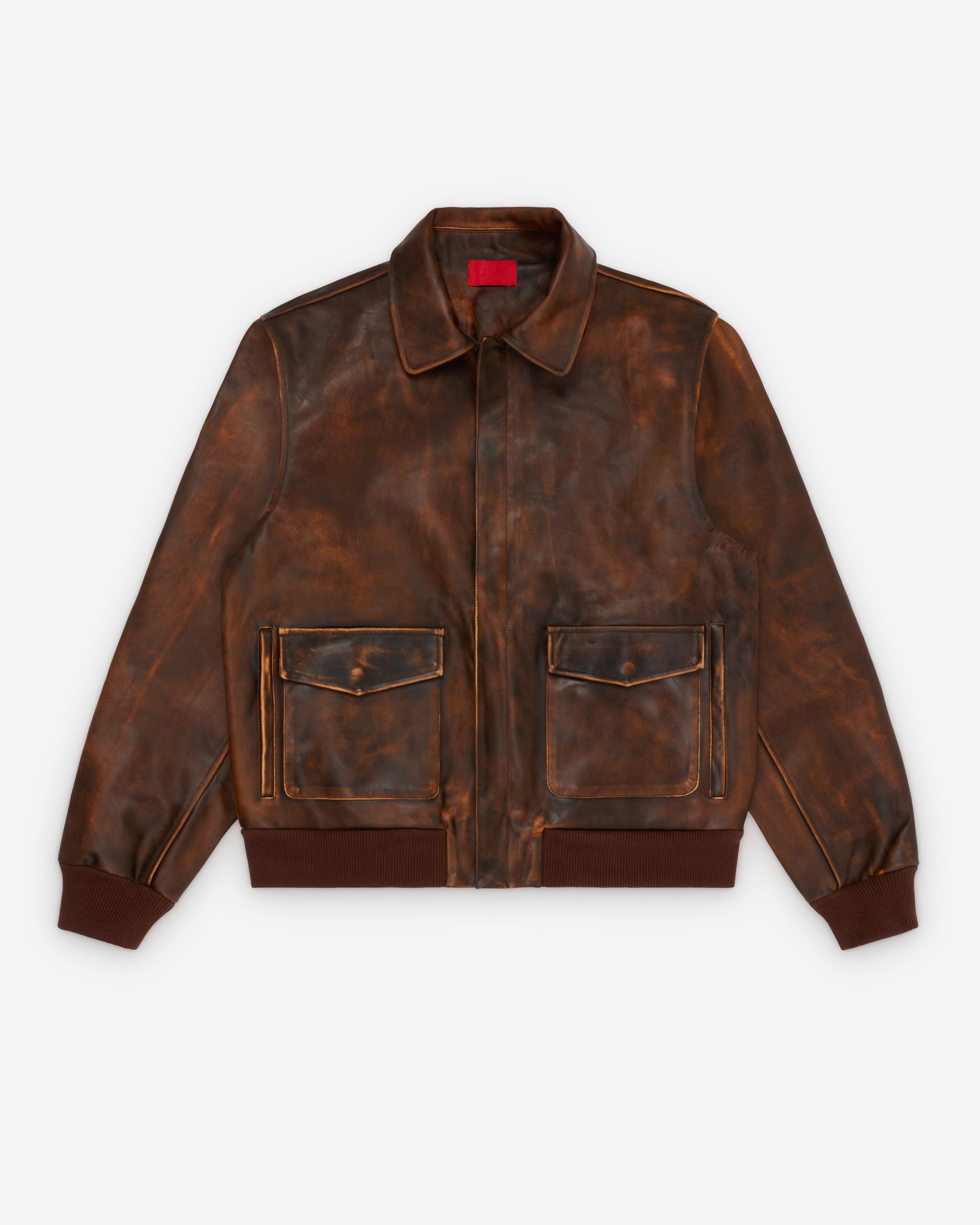 Fugazi - Men's Sheepskin Bomber - (Brown) by FUGAZI