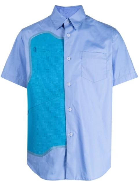 mesh-panel short-sleeve shirt by FUMITO GANRYU