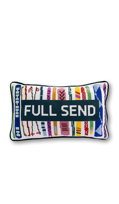Furbish Studio Full Send Needlepoint Pillow in Black,Pink by FURBISH STUDIO
