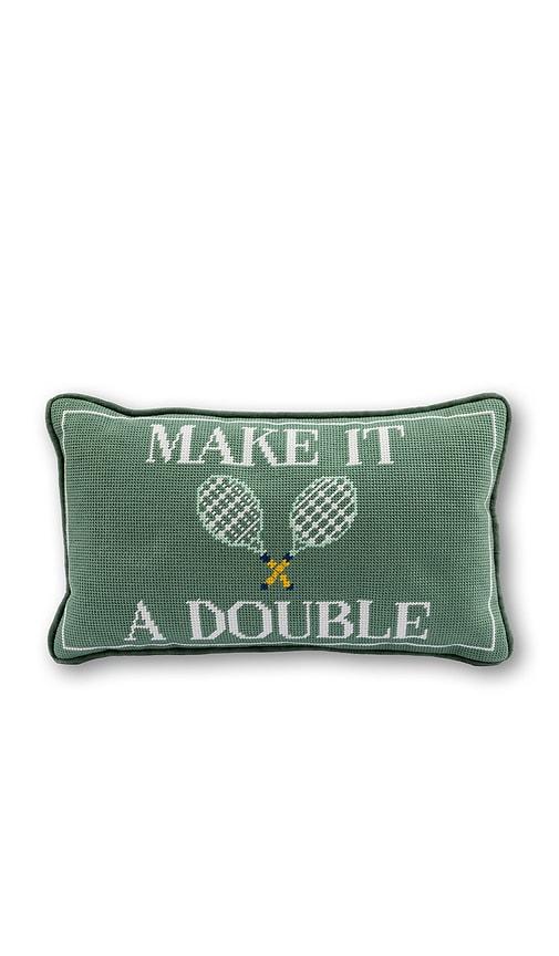 Furbish Studio Make It A Double Needlepoint Pillow in Green by FURBISH STUDIO