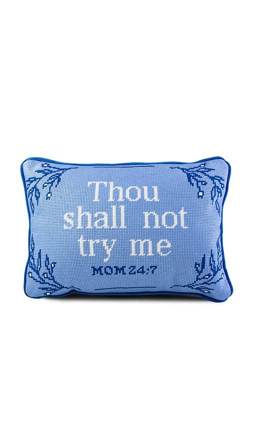 Furbish Studio Try Me Needlepoint Pillow in Baby Blue by FURBISH STUDIO