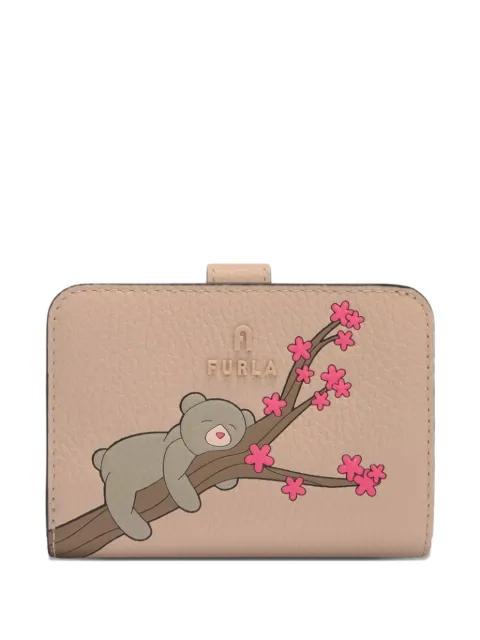 Compact S bear floral leather wallet by FURLA