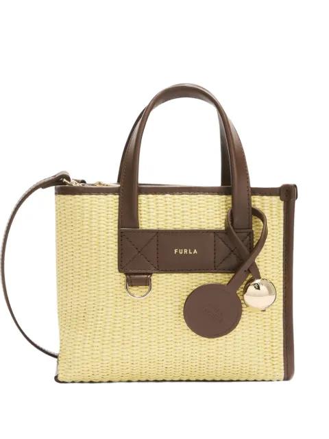 mini Divide It woven leather tote bag by FURLA