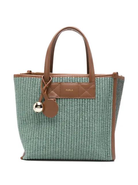 woven top handle tote bag by FURLA