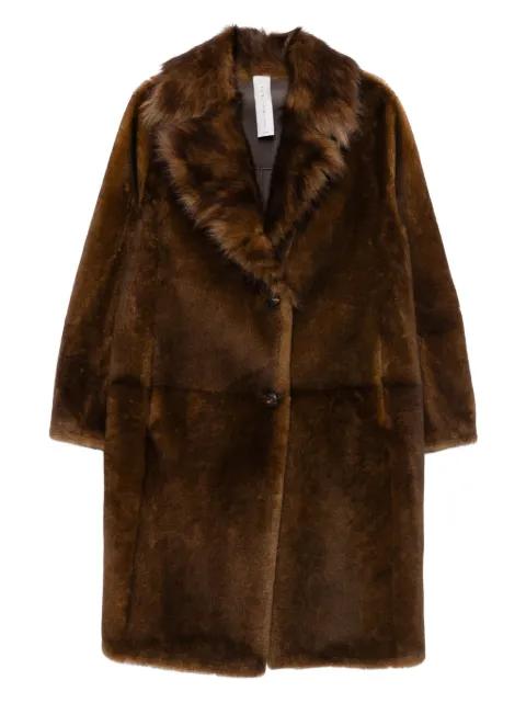 fur-trimmed lapel single-breasted coat by FURLING BY GIANI