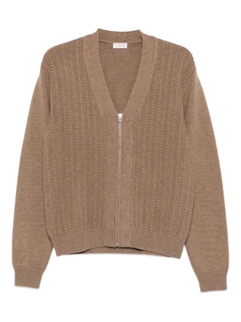 V-neck zip-up cardigan by FURSAC