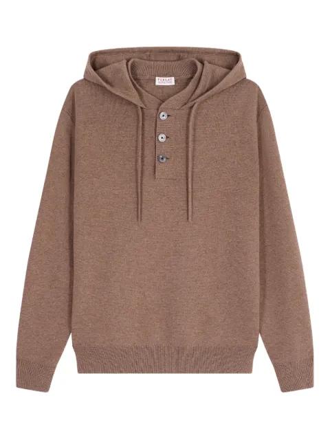 button-placket knitted hoodie by FURSAC