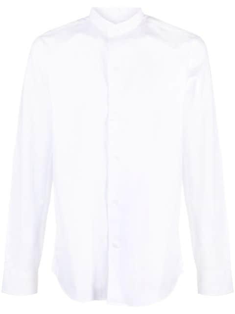 collarless long-sleeve cotton shirt by FURSAC