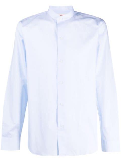 collarless long-sleeve cotton shirt by FURSAC