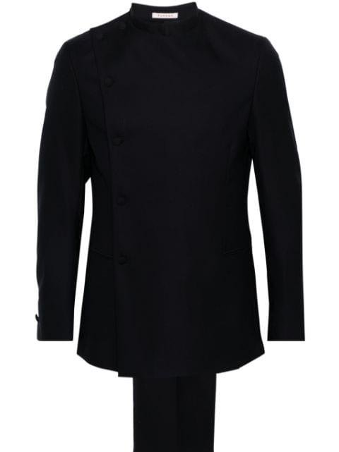 officer-collar off-centre suit by FURSAC