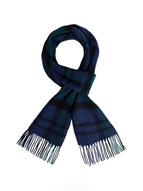 plaid fringed scarf by FURSAC
