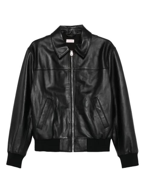 zip-up leather shirt jacket by FURSAC