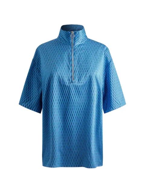diamond-pattern zip-neck T-shirt by FUSALP